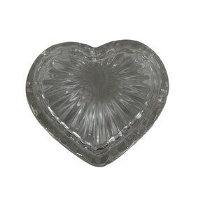 Vintage Heart Shaped Glass Trinket Box Jewelry 3 1/2" Beautiful